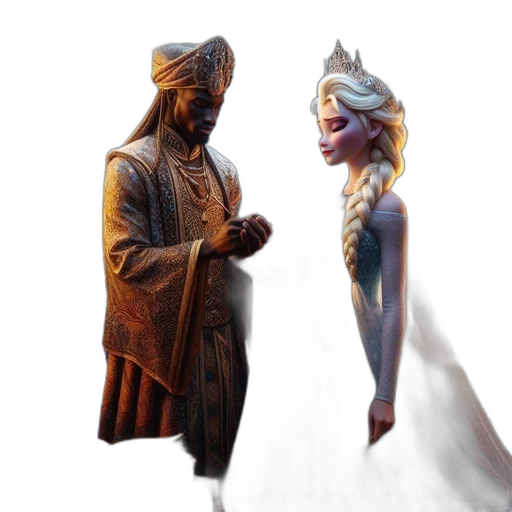 dress, crown, concept art, fantasy art, 3d render, pixel art, snow, fire transparent PNG cut-out