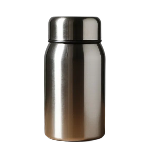 bottle, 3d render, photorealistic, stainless, steel, coffee, canister transparent PNG cut-out