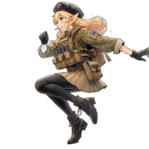weapon, jacket, staff, concept art, 3d render, anime, pixel art, female transparent PNG cut-out