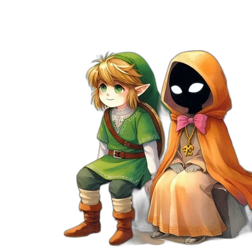 mask, dress, pixel art, concept art, fantasy art, anime, green, golden transparent PNG cut-out