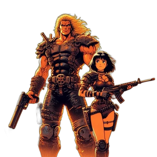 weapon, comic book art, concept art, pixel art, cyberpunk, fiery, cityscape, strong transparent PNG cut-out