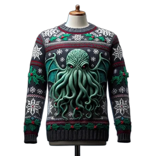 jacket, knitted, sweater, features, intricate, design, including, octopus transparent PNG cut-out