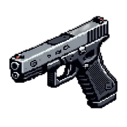 weapon, pixel art, 3d render, concept art, cyberpunk, pixel, art, silver transparent PNG cut-out