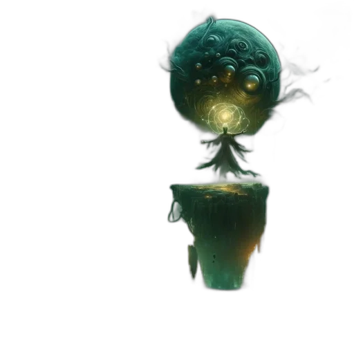 creature, crown, umbrella, bottle, concept art, fantasy art, 3d render, watercolor transparent PNG cut-out