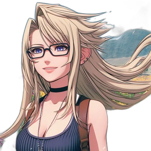 staff, hair, dress, anime, pixel art, cartoon, concept art, monochrome transparent PNG cut-out
