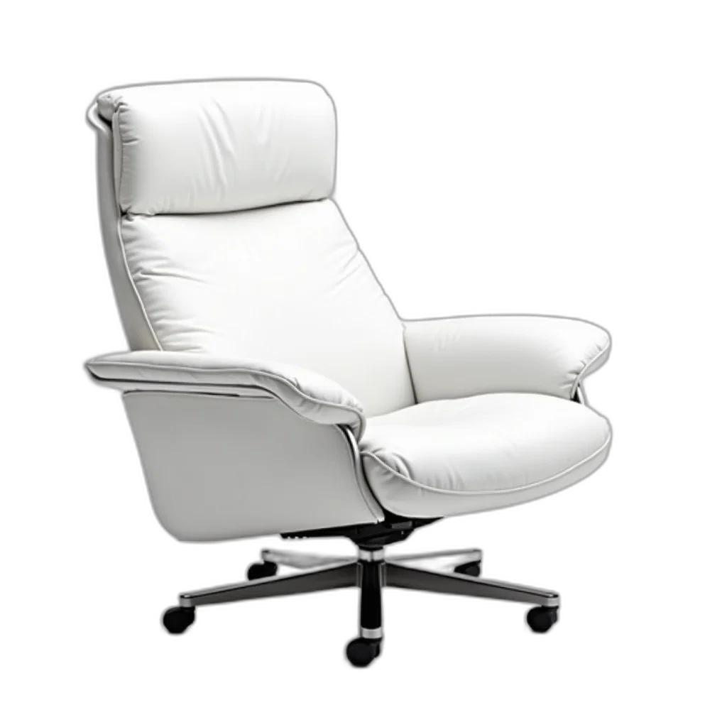 furniture, 3d render, photorealistic, white, modern, recliner, high, backrest transparent PNG cut-out