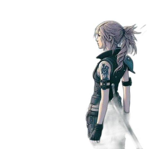 sword, weapon, staff, jacket, concept art, pixel art, fantasy art, 3d render transparent PNG cut-out