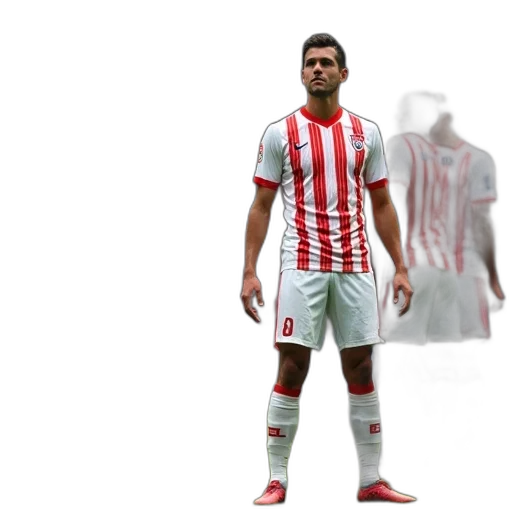 3d render, concept art, group, soccer, players, white, red, striped transparent PNG cut-out