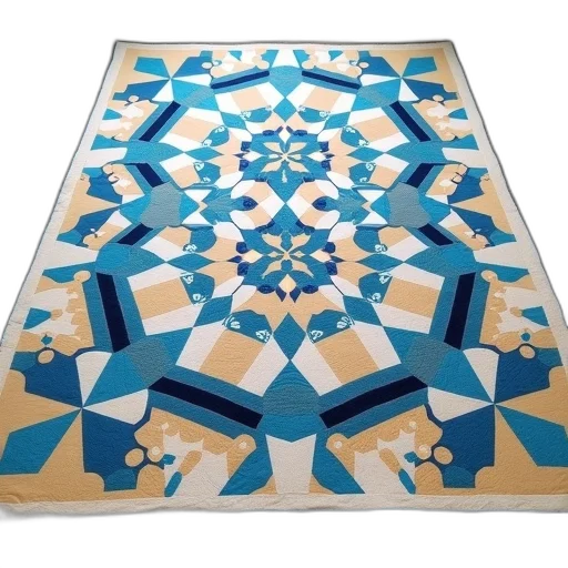 furniture, umbrella, blue, quilt, complex, geometric, pattern, laid transparent PNG cut-out