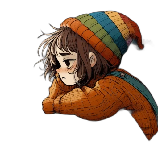 hat, jacket, umbrella, creature, pixel art, watercolor, anime, concept art transparent PNG cut-out