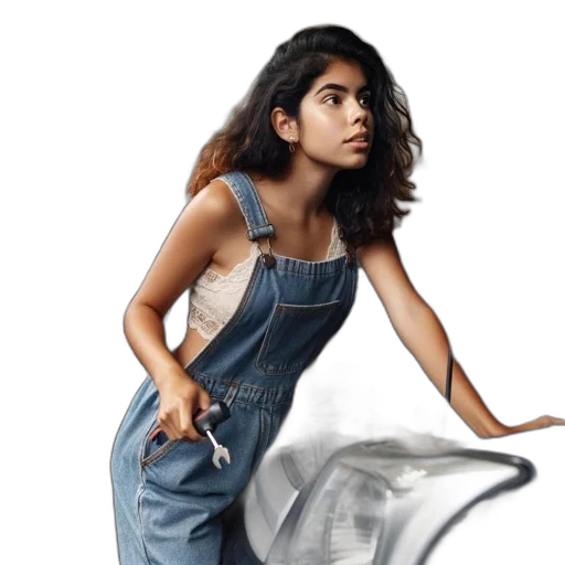 dress, hair, photorealistic, concept art, oil painting, comic book art, woman, workshop transparent PNG cut-out