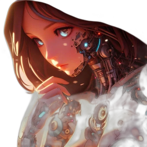 robot, face, concept art, cyberpunk, comic book art, fantasy art, outer space, underwater transparent PNG cut-out