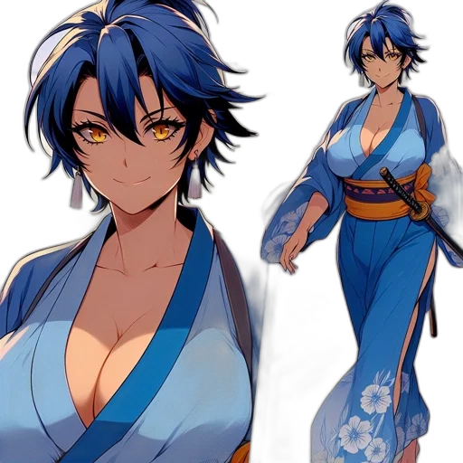 dress, concept art, anime, fantasy art, pixel art, blue, monochrome, colorful transparent PNG cut-out