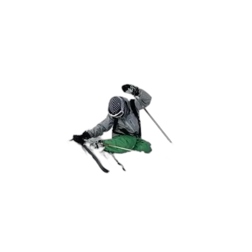 staff, robot, weapon, umbrella, photorealistic, 3d render, skier, green transparent PNG cut-out