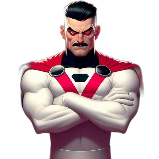face, comic book art, concept art, cartoon, 3d render, muscular, male, character transparent PNG cut-out