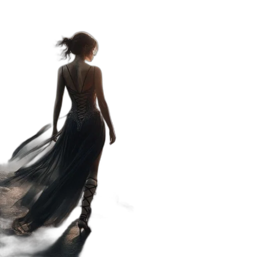 dress, concept art, fantasy art, photorealistic, 3d render, fog, dark, monochrome transparent PNG cut-out