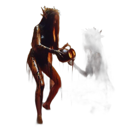 creature, staff, hair, mask, concept art, fantasy art, pixel art, photorealistic transparent PNG cut-out