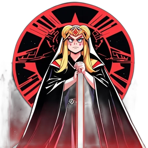 sword, staff, crown, comic book art, anime, concept art, cartoon, red transparent PNG cut-out