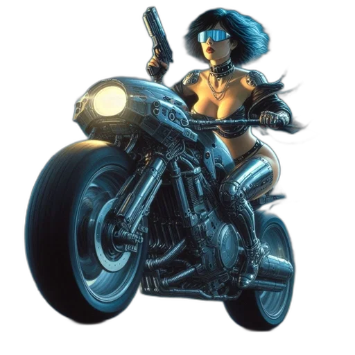 weapon, robot, car, concept art, comic book art, photorealistic, cyberpunk, night transparent PNG cut-out