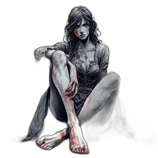 dress, comic book art, concept art, photorealistic, fantasy art, dark, monochrome, isolated transparent PNG cut-out