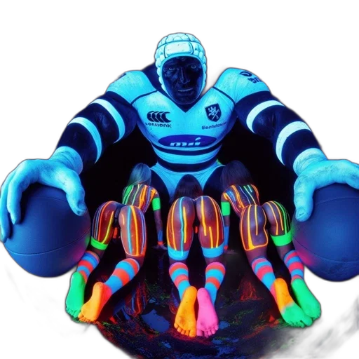 robot, creature, mask, animal, 3d render, concept art, neon lights, blue transparent PNG cut-out