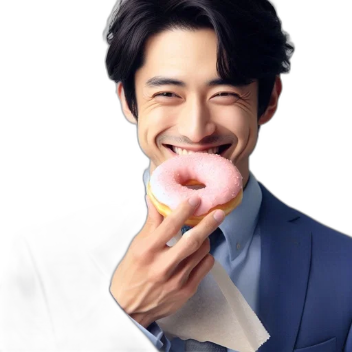 food, photorealistic, oil painting, cartoon, anime, man, blue, suit transparent PNG cut-out