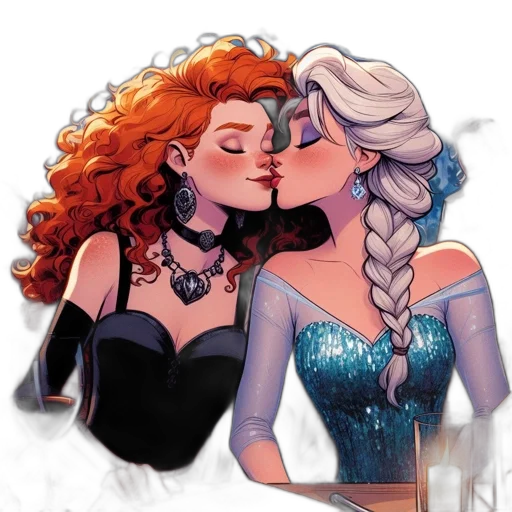 comic book art, cartoon, concept art, fantasy art, underwater, fire, two, women transparent PNG cut-out