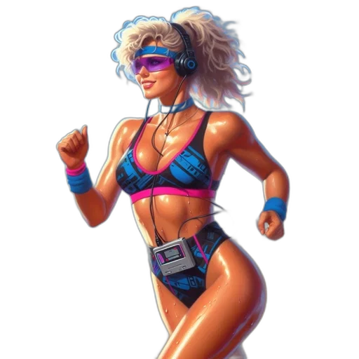 cyberpunk, concept art, comic book art, pixel art, neon, woman, colorful, bikini transparent PNG cut-out