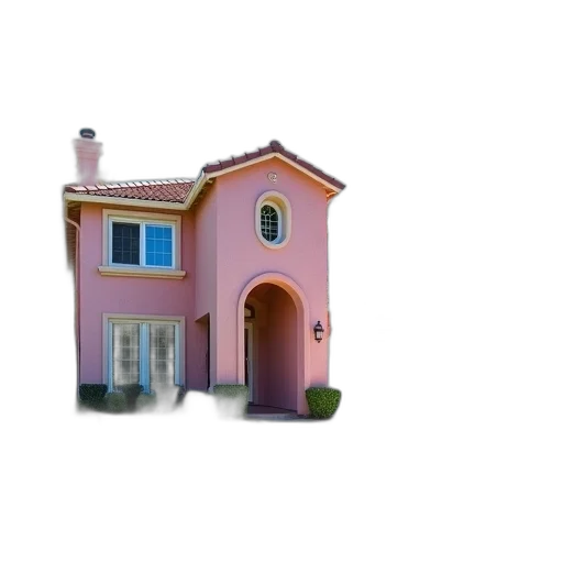 building, furniture, umbrella, 3d render, photorealistic, concept art, vaporwave, pastel transparent PNG cut-out
