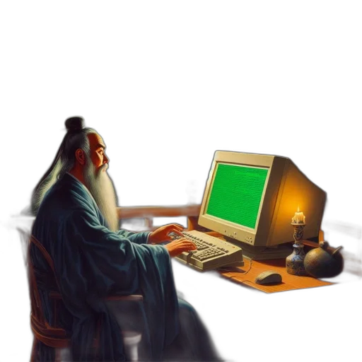 staff, pixel art, concept art, fantasy art, vaporwave, night, green, elderly transparent PNG cut-out