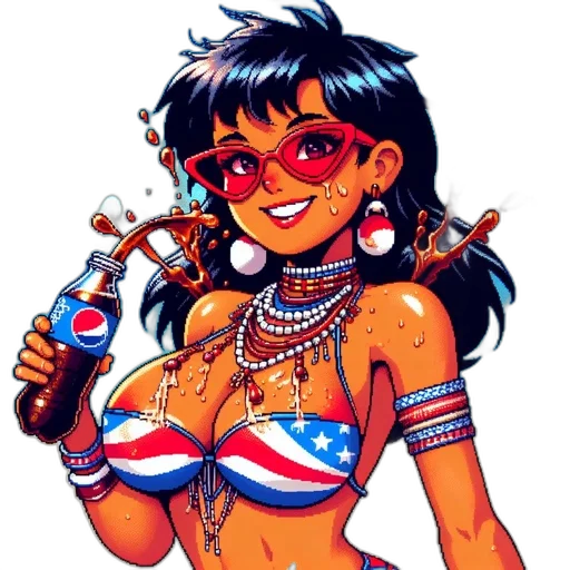 jewelry, cartoon, comic book art, vaporwave, concept art, character, dark, hair transparent PNG cut-out