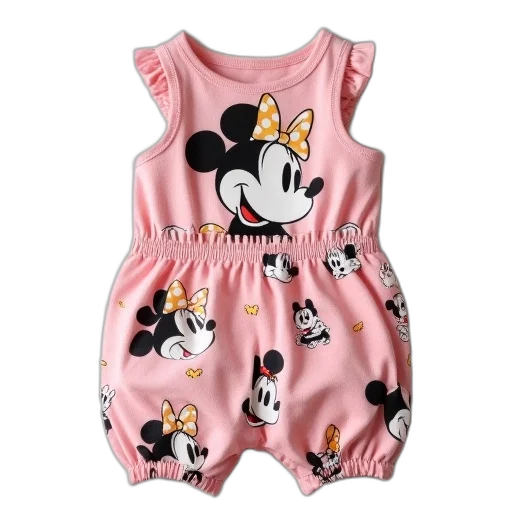 cute, baby, girl, minnie, mouse, printed, romperle, kids transparent PNG cut-out