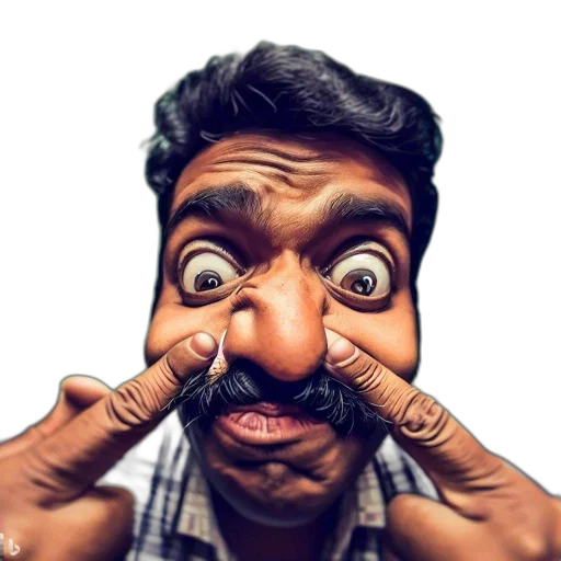 face, mask, staff, photorealistic, cartoon, pencil sketch, comic book art, amusing transparent PNG cut-out