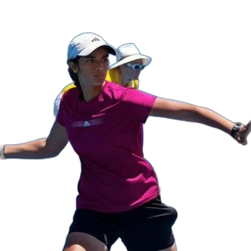staff, tennis, player, pink, shirt, white, hat, court transparent PNG cut-out
