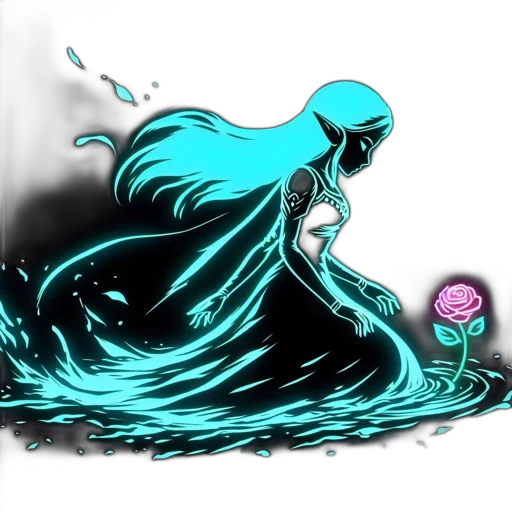 dress, flower, hair, crown, concept art, fantasy art, comic book art, pixel art transparent PNG cut-out