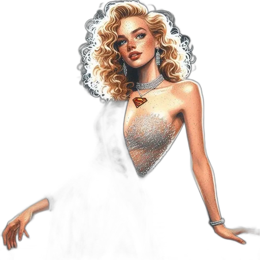 dress, jewelry, concept art, fantasy art, comic book art, photorealistic, woman, blonde transparent PNG cut-out