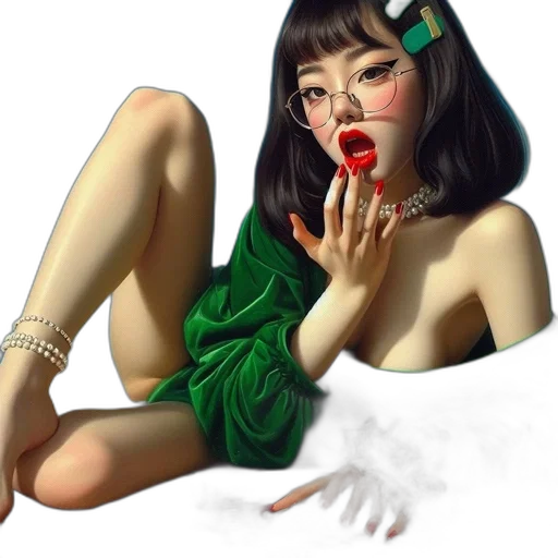 jewelry, dress, fantasy art, photorealistic, oil painting, concept art, neon lights, green transparent PNG cut-out