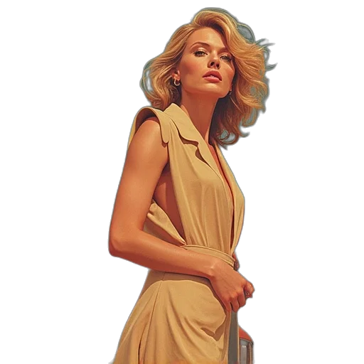 dress, jacket, photorealistic, concept art, oil painting, comic book art, city street, earth tones transparent PNG cut-out