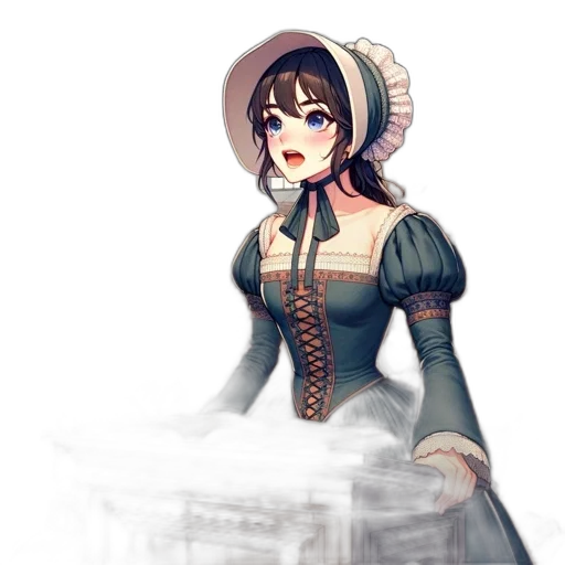dress, hat, staff, face, fantasy art, concept art, pixel art, anime transparent PNG cut-out