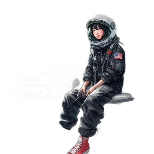 jacket, robot, concept art, comic book art, pixel art, photorealistic, outer space, woman transparent PNG cut-out