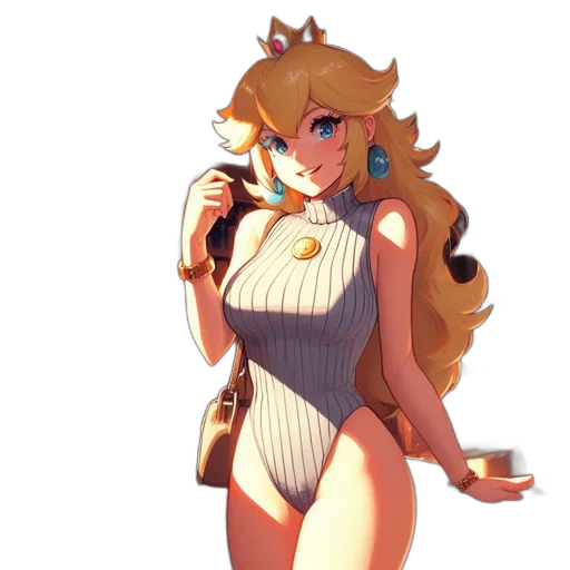 dress, staff, crown, pixel art, concept art, anime, vaporwave, golden transparent PNG cut-out