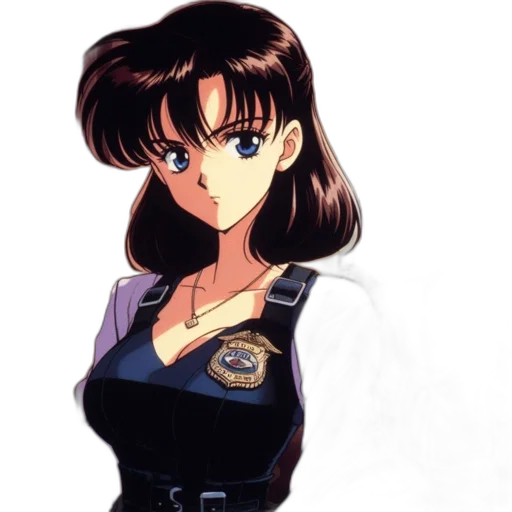 jacket, dress, weapon, face, anime, vaporwave, cartoon, concept art transparent PNG cut-out