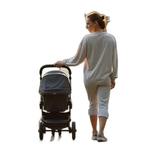 young, woman, walking, her transparent PNG cut-out