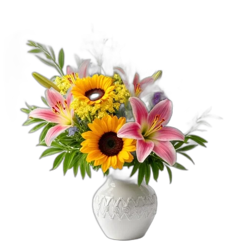 flower, crown, photorealistic, 3d render, vibrant, bouquet, assorted, flowers transparent PNG cut-out