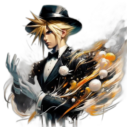 hat, staff, concept art, fantasy art, pixel art, comic book art, monochrome, individual transparent PNG cut-out