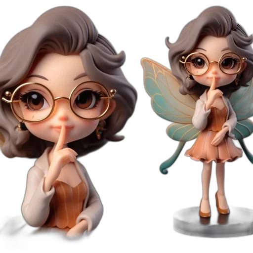 concept art, 3d render, fantasy art, cartoon, figurine, woman, donning, peach transparent PNG cut-out