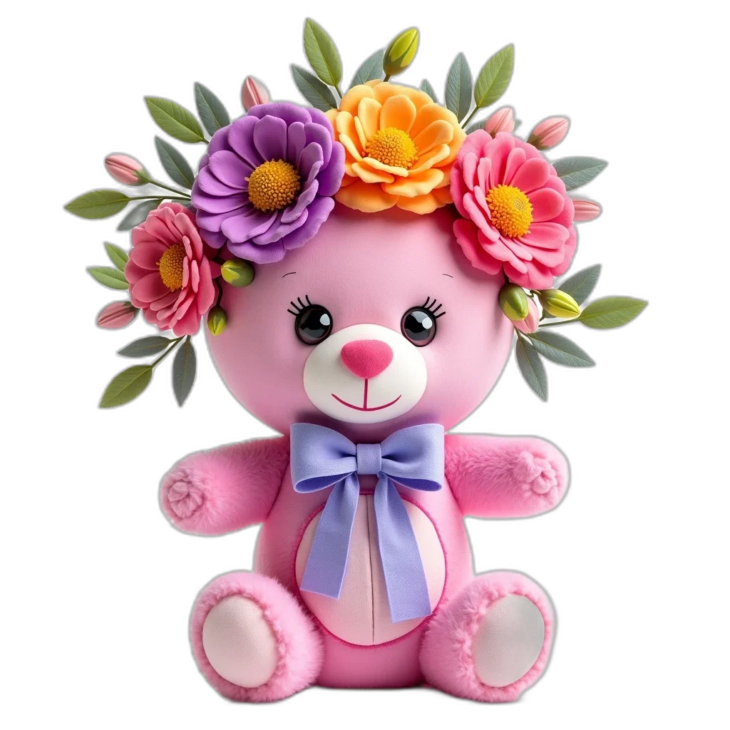 flower, staff, jewelry, face, 3d render, photorealistic, colorful, floral transparent PNG cut-out