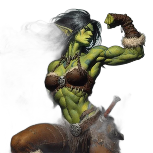 staff, fantasy art, concept art, comic book art, photorealistic, green, orcish, female transparent PNG cut-out