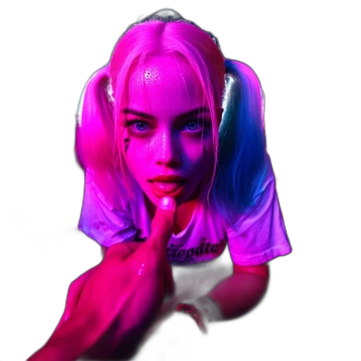 face, mask, hair, creature, vaporwave, 3d render, cyberpunk, photorealistic transparent PNG cut-out