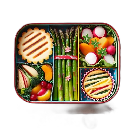 food, bento, box, displays, colorful, varied, items, including transparent PNG cut-out